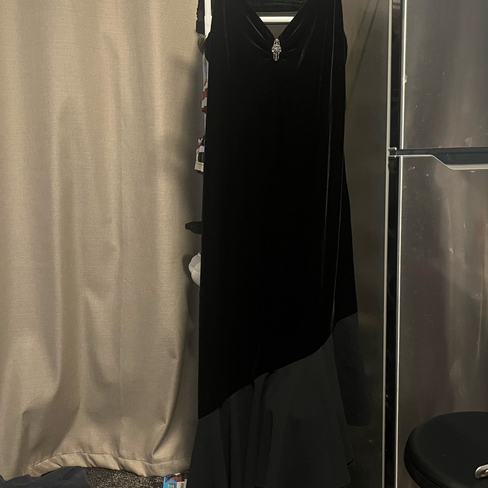 Women's Black Asym. Velvet Dress